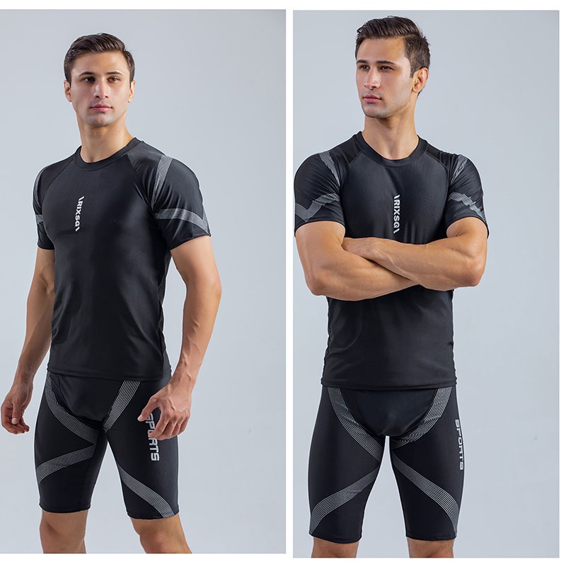 Hàng Sẵn Sàng!!! Bộ Đồ Bơi Tay Ngắn Phong Cách Hàn Quốc Thời Trang Cho Nam