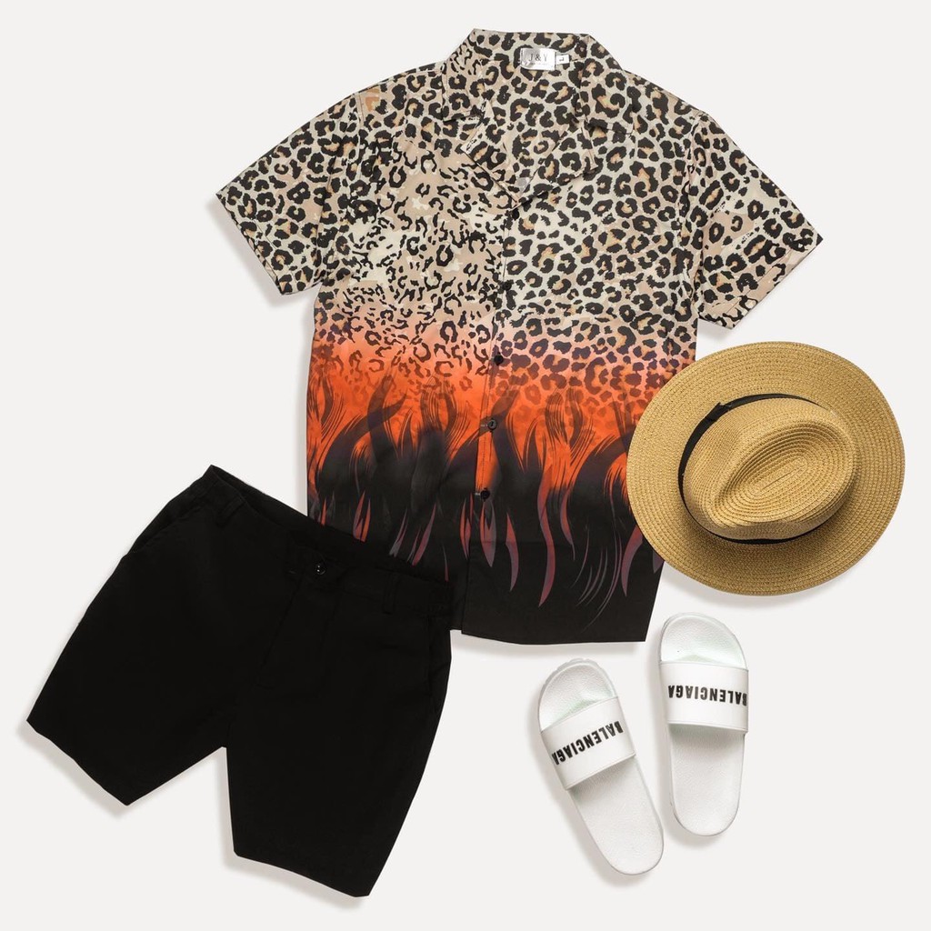 Áo sơ mi hoạ tiết nam DA BÁO DB1 chất lụa chéo cao cấp, thoáng mát, không nhăn | BigBuy360 - bigbuy360.vn