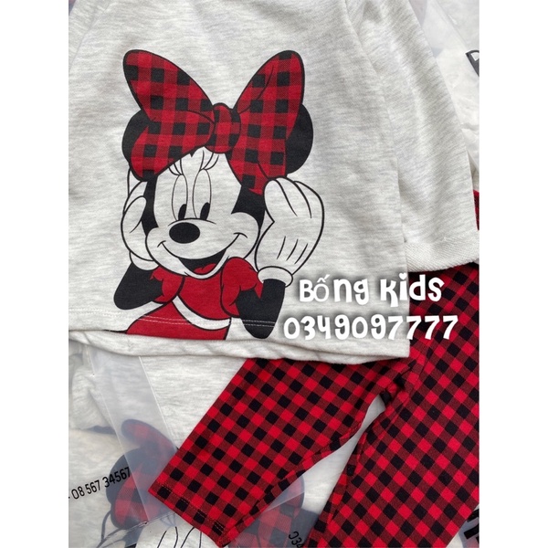 Bộ Nỉ Legging Bé Gái Minnie Caro Đỏ HaM