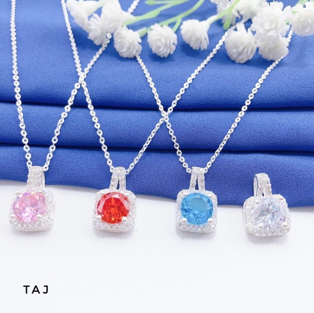DÂY CHUYỀN BẠC MẶT ĐÁ VUÔNG CAO CẤP