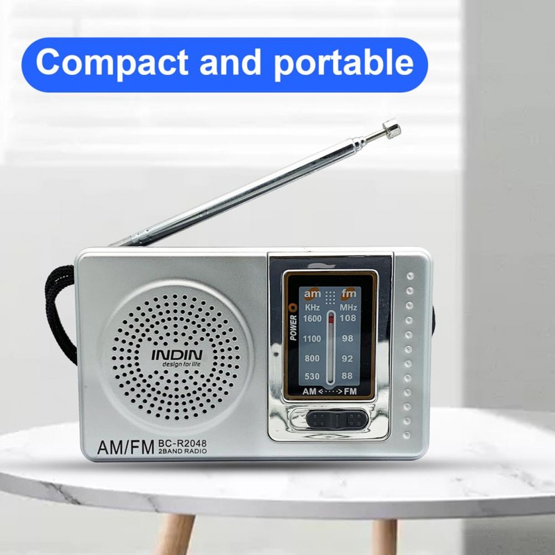 Radio Mini zzz R2048 Cầm Tay 2 Băng Tần Có Ăng Ten Tích Hợp Loa Tiện Dụng