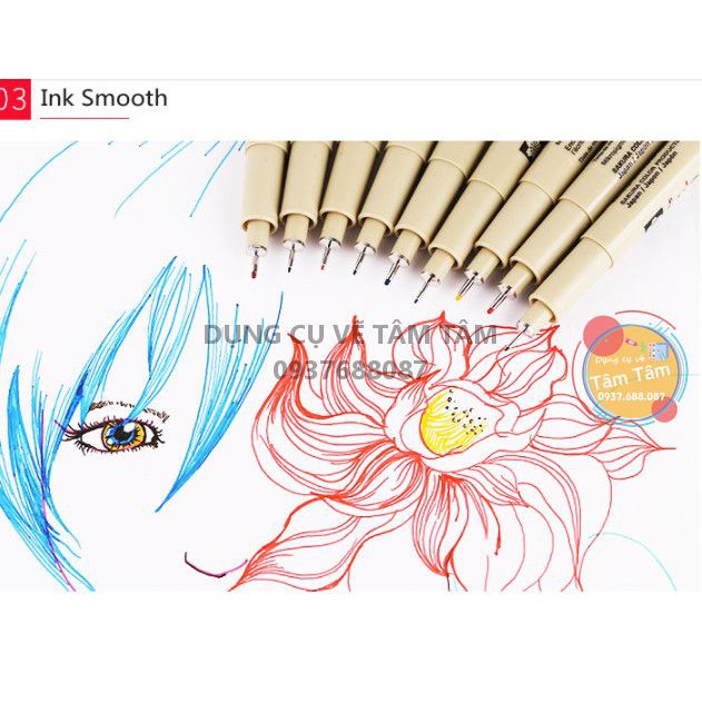 [ TÂM TÂM ]-Bút line Sakura màu size Brush, Bút line Micron màu bán lẻ (Hàng Nhật)-