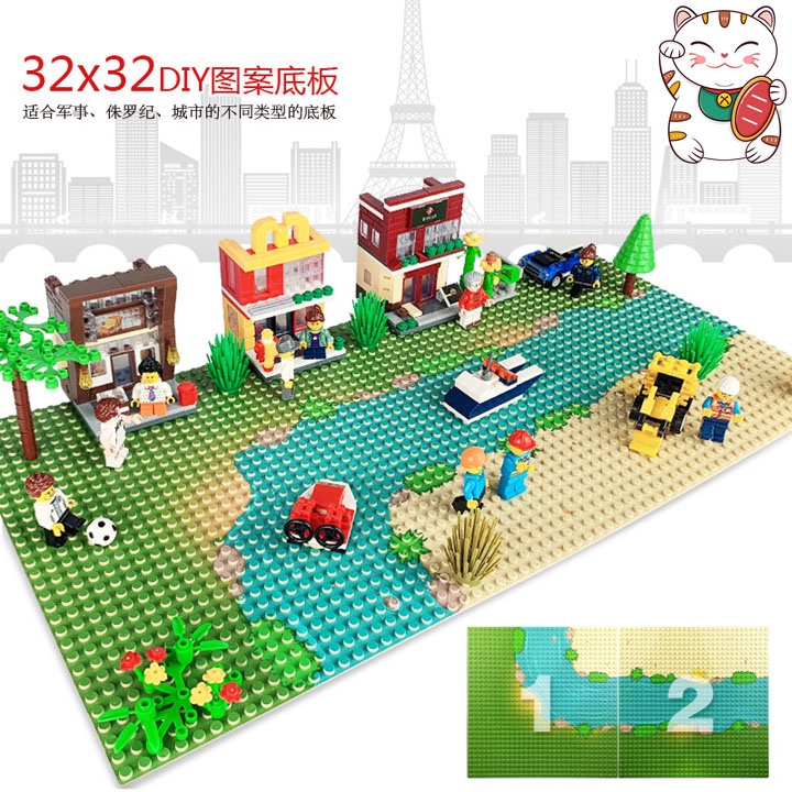 Tấm Nền Dòng Sông Đường Cong Đế Gắn Mảnh Ghép Baseplate City Đồ Chơi Ghép Hình Lắp Ghép Thông Minh Lego MOC DIY