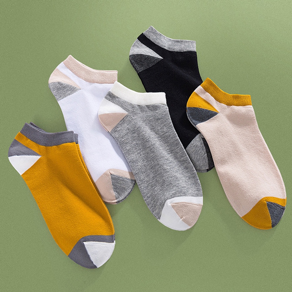 Set 5 đôi vớ cotton kết hợp màu sắc/ màu trơn/ nâng gót trẻ trung thời trang dành cho nam