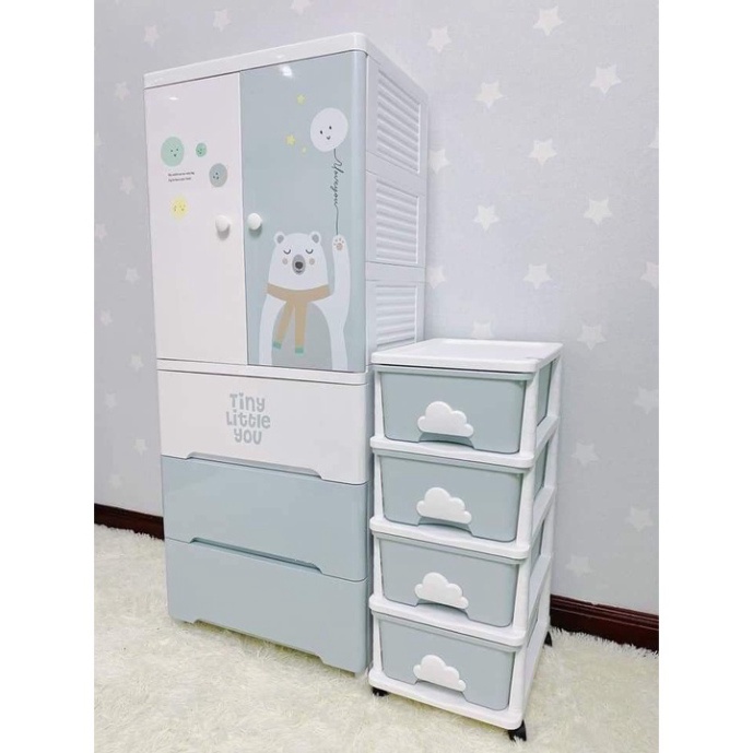 Tủ Nhựa Cho Bé/Tủ Nhựa Cún Đựng Đồ Đa Năng 4 Tầng