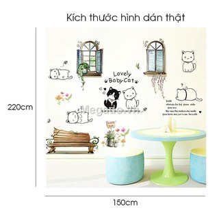 Decal mèo con bên cửa sổ N355