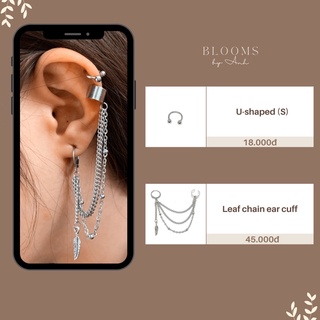 Khuyên xỏ kẹp vành chuỗi xích lá BTS khuyên chữ U bằng thép y tế không gỉ X25