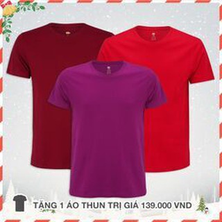Combo 3 Áo Thun Ngắn Tay Không Cổ Màu Đỏ Đô Tím Đẹp