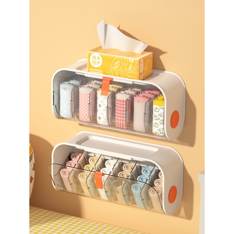 [Hàng Sẵn] Hộp Đựng Đồ Lót / Vớ Gắn Tường Có Nắp Đậy Trong Suốt Tiện Dụng【Tennessee052】