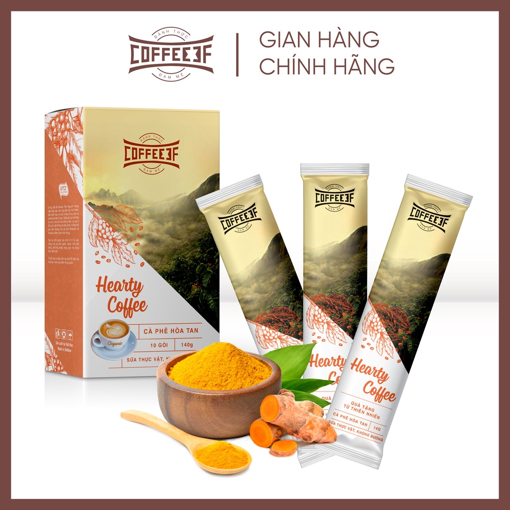 Cà phê hoà tan tinh bột nghệ Hearty Coffee - Coffee 3F (Hộp 10 gói x 14g) | BigBuy360 - bigbuy360.vn