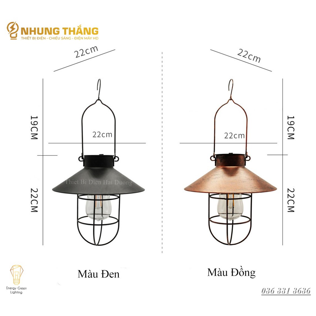 Đèn Treo Thả Phòng Nổ Retro PA02 - Sử Dụng Năng Lượng Mặt Trời - Decor Bắc Âu Trang Trí -Chống Nước Ip65 - Tặng Kèm Bóng