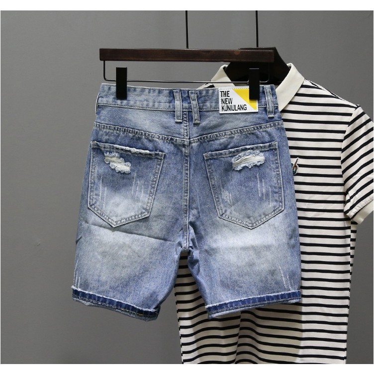 Quần Short Nam VNXK SH255JM Short Jean Nam Xanh Họa Tiết mẫu hót trẻ trung (44-70KG)