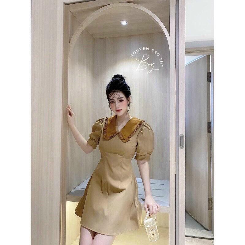 Đầm Kate Xòe Cổ Bèo Tay Bồng - Đầm Dáng Ngắn Tiểu Thư Sang Chảnh Siêu Xinh - Đầm Phù Hợp Công Sở, Đi Chơi, Dự Tiệc