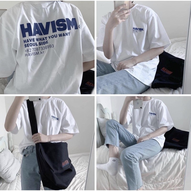 Áo Thun Tay Lỡ Unisex HAVISM màu TRẮNG �/Nam nữ unisex/FREESHIP 99K ❤️ Jaystoree