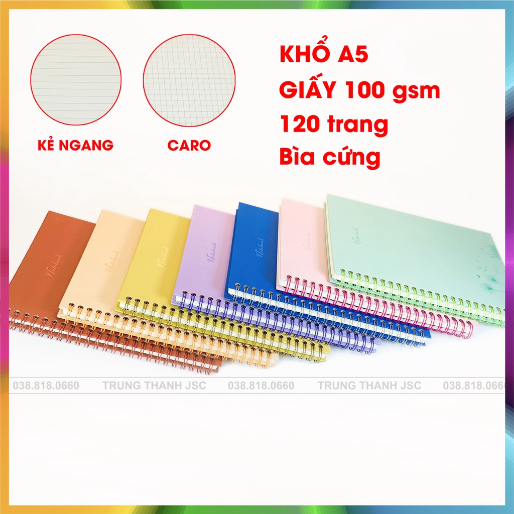 Sổ tay ghi chép bullet journal - A5 Gáy lo xo bia cứng cao cấp - 100gsm - 120 trang