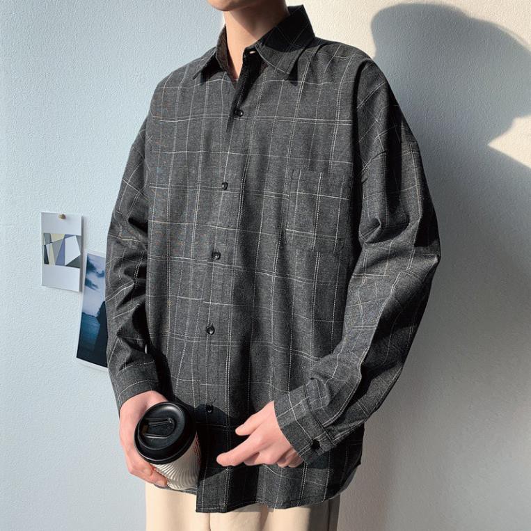 Áo sơ mi oversize khoác, form rộng, full size M - 5XL, kẻ caro phong cách Hàn Quốc, cực dễ phối đồ  ྇