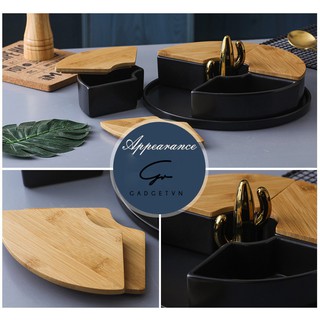 Khay mứt sứ Ceramic 4 ngăn