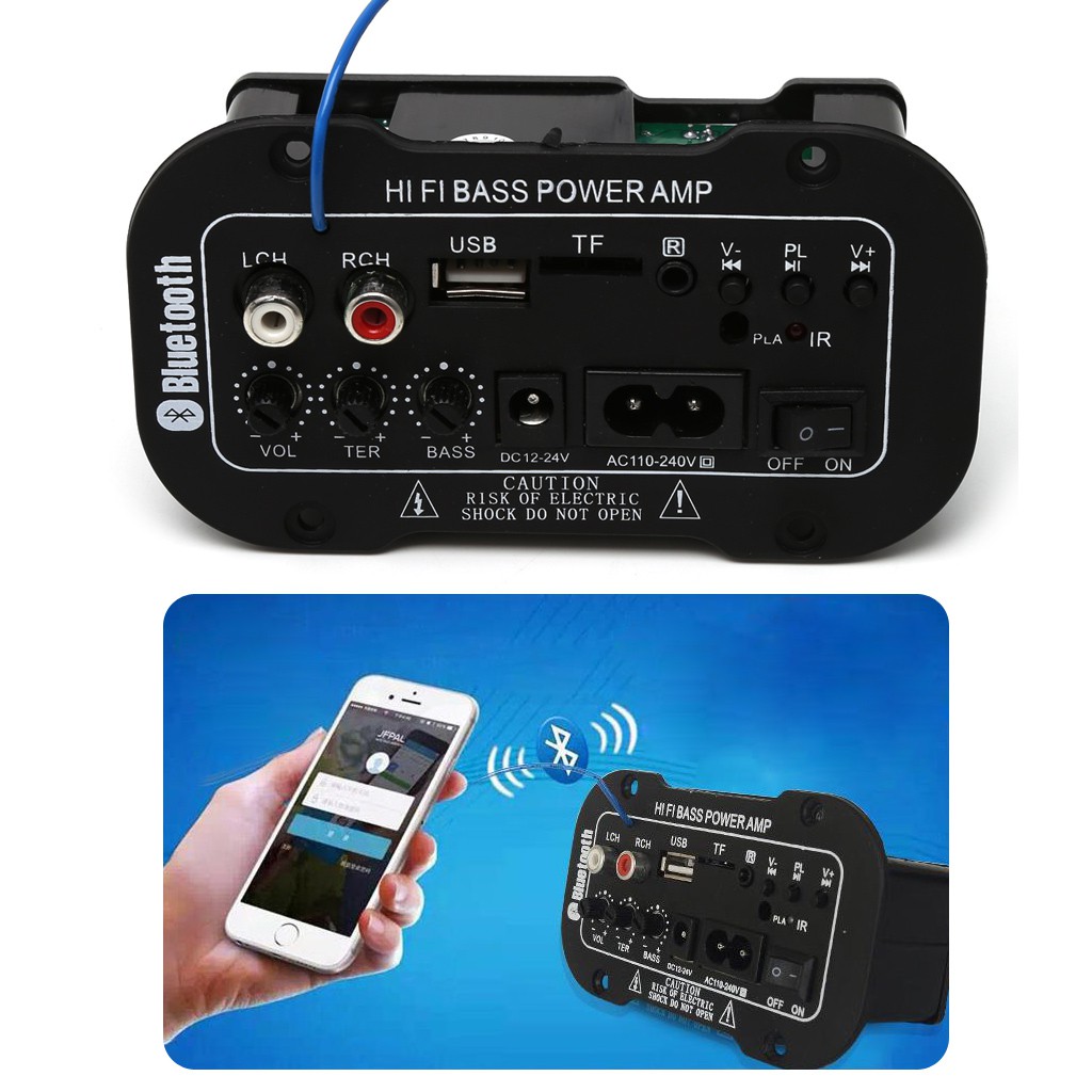 Bộ khếch đại âm thanh kỹ thuật số điều khiển từ xa kết nối bluetooth cổng USB 220V/12V/24V 25W dành cho xe hơi