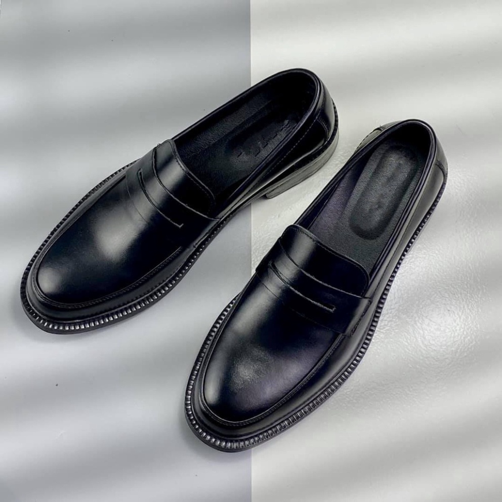 Giày da cao cấp da bò nhập khẩu Penny Loafer Black