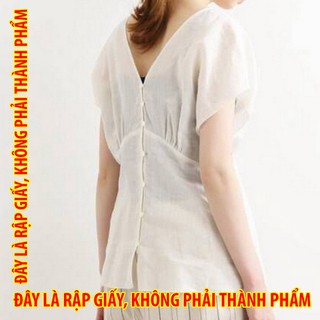 Rập giấy LL010 - Áo nhún ngực cổ V, mặc 2 chiều