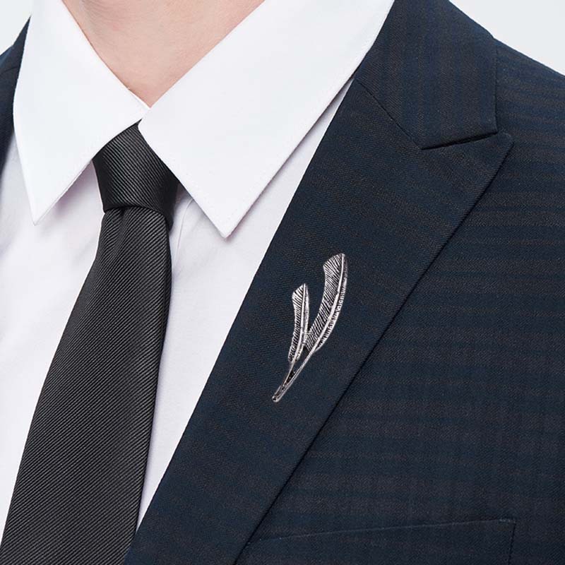 Ghim cài áo Vest Nam hình 2 chiếc lá, lapel pin cài vest nam thời trang GH-347