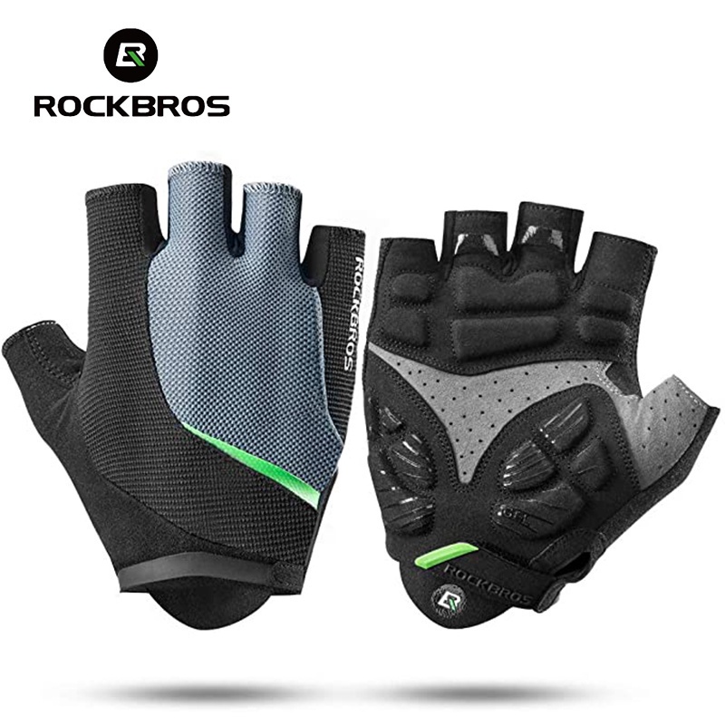 Đôi găng tay hở ngón ROCKBROS thoáng khí chống sốc để chạy xe đạp cho nam