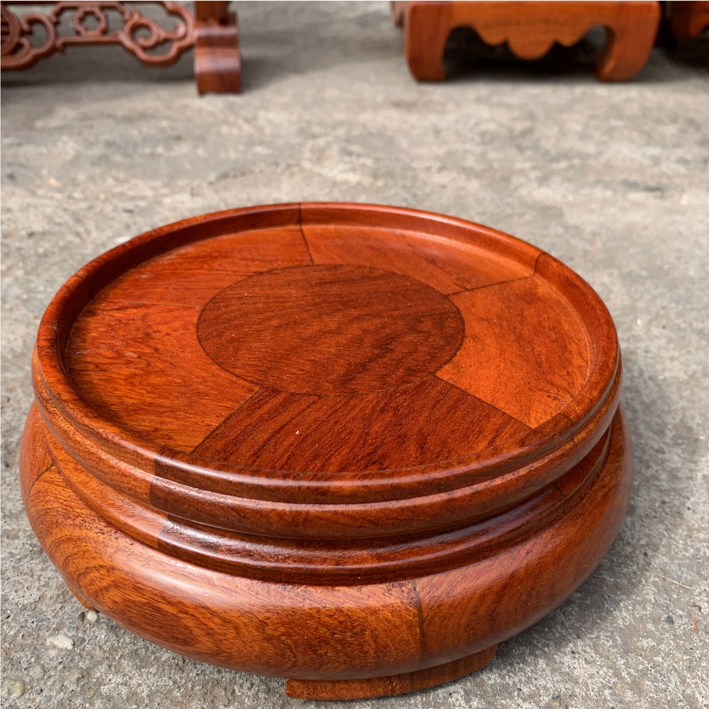 Kỷ tròn, đế tròn kê chậu cảnh, rượu vang, bát hương gỗ Hương nhiều kích thước cao 6cm
