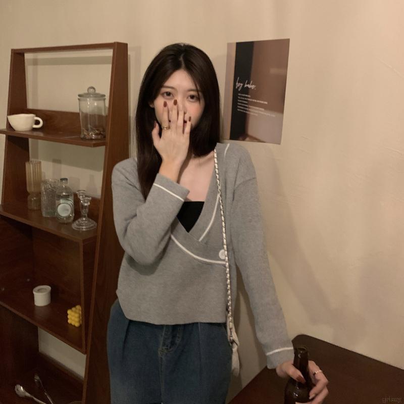 Áo len tay dài cổ V thời trang dành cho nữ