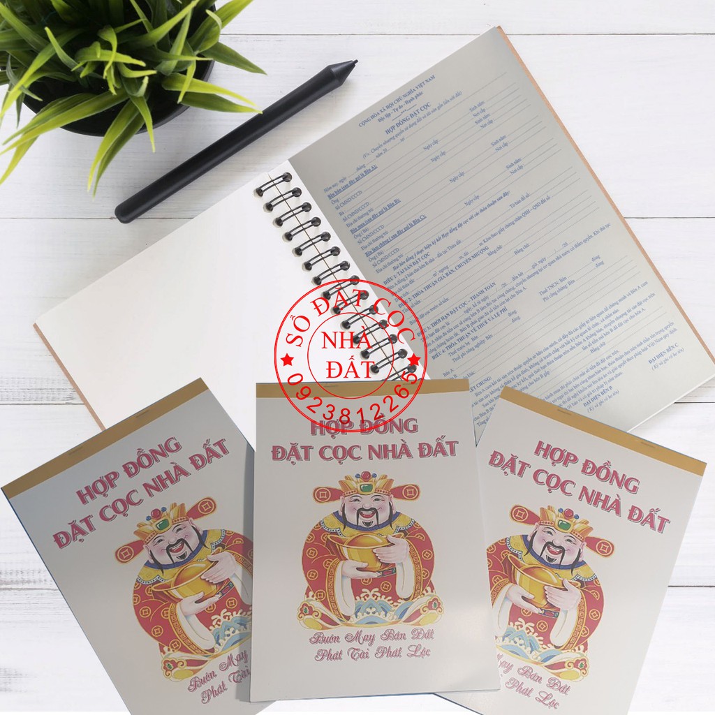 Sổ đặt cọc nhà đất Thần Tài loại 2 liên - Mẫu hợp đồng đặt cọc nhà đất