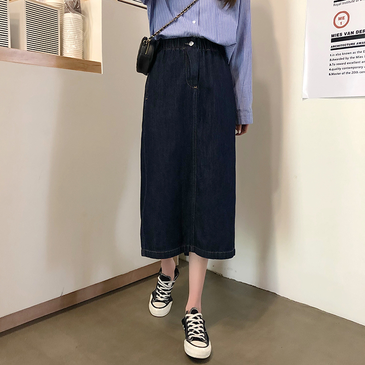 Chân váy jean dáng chữ A eo cao thanh lịch cho nữ 37127