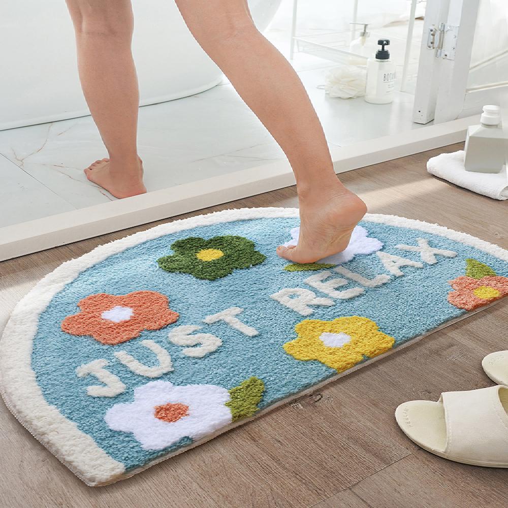 Thảm lót cửa chùi chân Hình Bán Nguyệt Chống Trượt Thấm Hút Tốt Nhanh Khô Tiện Dụng