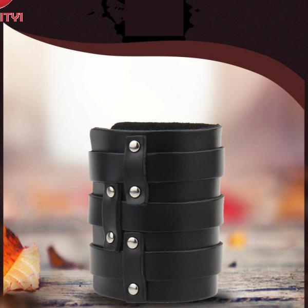 [Baosity1] Đai Da PU Đeo Cổ Tay Màu Đen