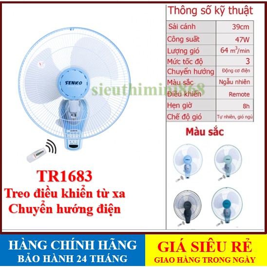 Quạt senkoFREESHIPGIAO HÀNG TRONG 1Hquạt treo tường có điều khiển senko TR1683