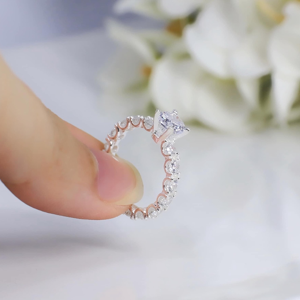 Nhẫn bạc nữ PANSY cạnh viền nạm đá cao cấp - Nhẫn nữ bạc đẹp