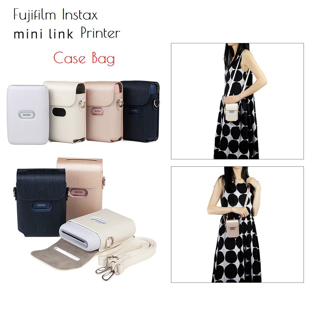 Túi Đựng Máy In Mini Bằng Da Pu Kèm Dây Đeo Cổ Điển Cho Fujifilm Instax