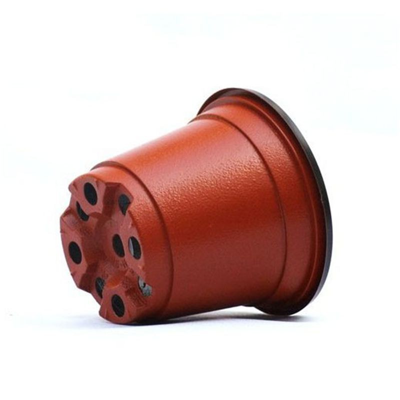 50/100pcs Chậu Nhựa Mỏng Dẽo Nâu Đỏ, Vành Cứng Trồng Cây, Ươm Cây, Gieo Mầm 9*6*8cm