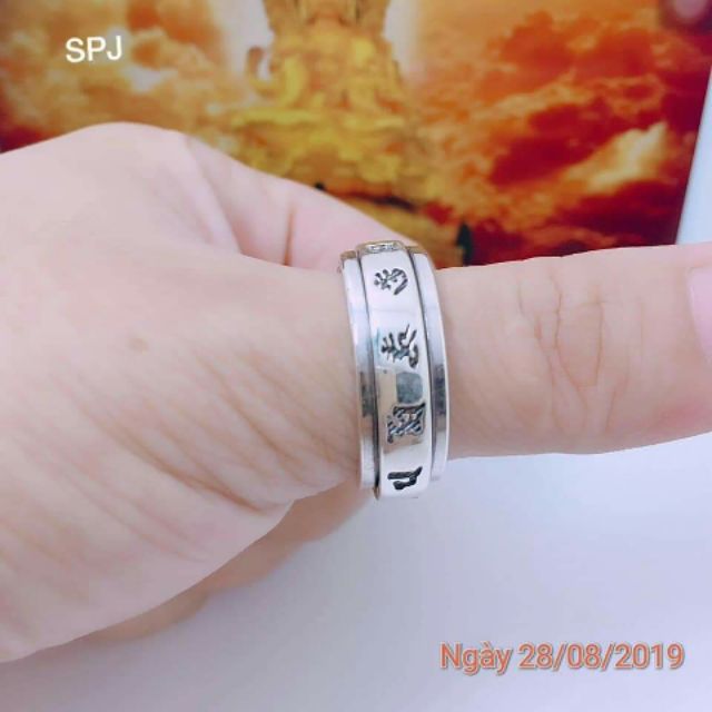 Nhẫn bạc tròn xoay 12 cung hoàng đạo cho nam