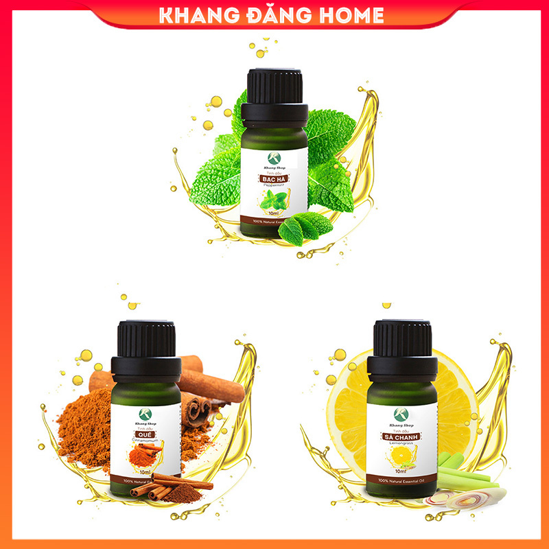 [RẺ VÔ ĐỊCH] Combo 3 lọ tinh dầu xông phòng 10ml các mùi (Sả chanh, quế, bạc hà)