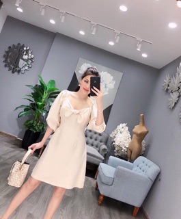 Váy đũi cổ nơ tay bồng