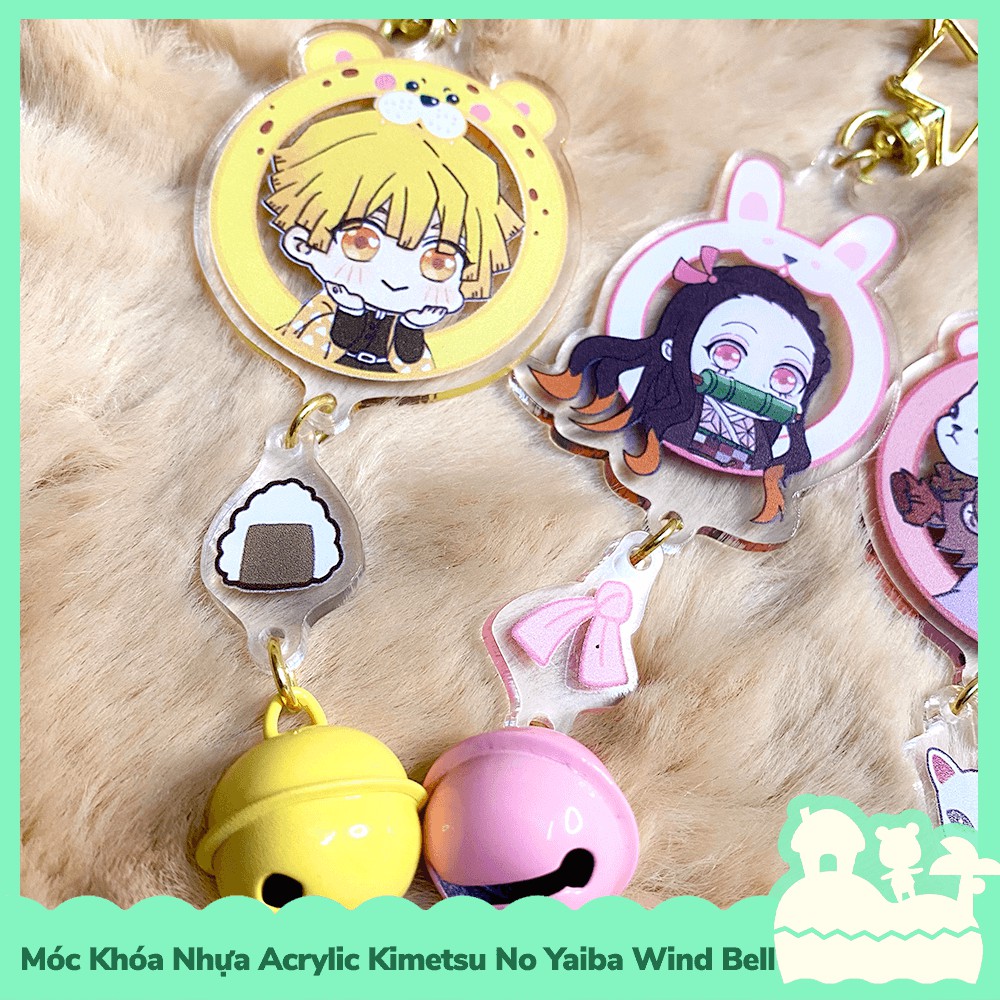 [Sẵn VN - NowShip] Móc Khóa Chuông Gió Keychain Acrylic Nhựa Trong Anime Manga Kimetsu No Yaiba Demon Slayer Wind Bell