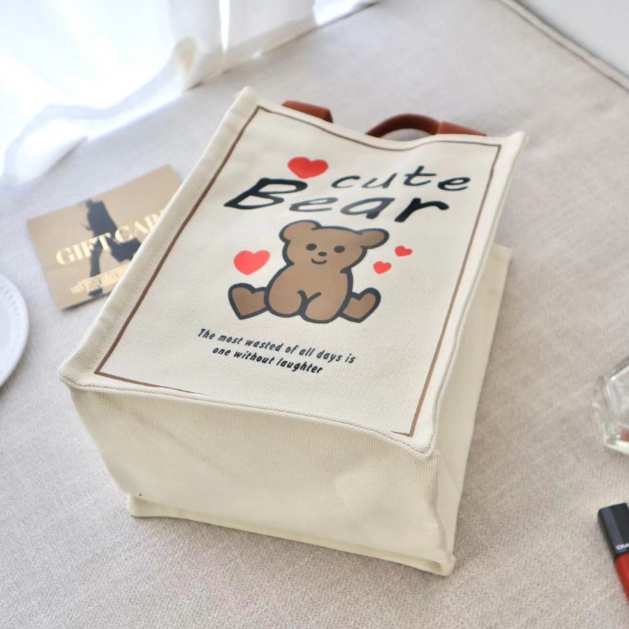 túi xách nữ túi xách tay ví của phụ nữ Túi Đựng Hộp Cơm Trưa Xách Tay Vải Canvas In Họa Tiết Gấu Kiểu Hàn Quốc Xinh Xắn