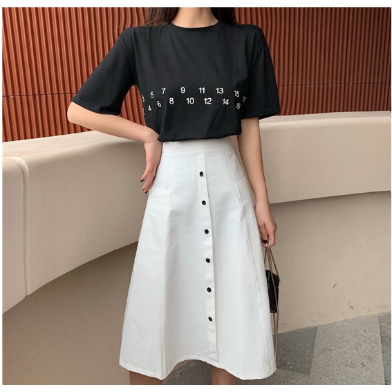 Chân váy tầng Ullzang phối khuy siêu hot - chân váy dài qua gối-váy cho giới trẻ | BigBuy360 - bigbuy360.vn