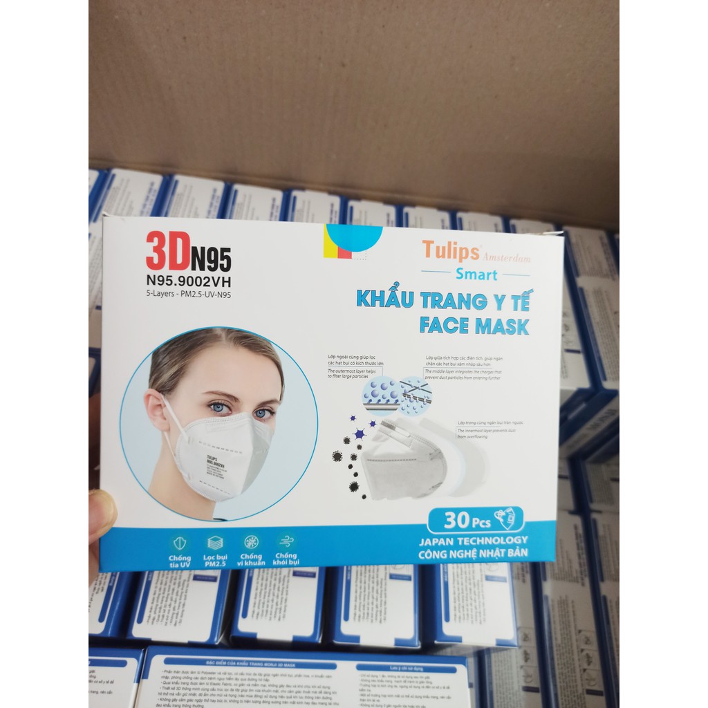 (Chính Hãng) Khẩu Trang Tulips 3D N95 Lọc Bụi PM2.5 siêu Mịn - 9002VH | BigBuy360 - bigbuy360.vn