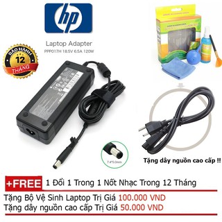 Sạc laptop HP 18.5V-6.5A 120W chân kim Hàng Nhập Khẩu + Tặng dây nguồn 1.5m, bộ vệ sinh laptop