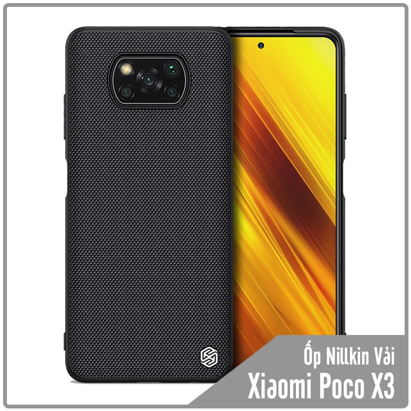Ốp lưng cho Xiaomi Poco X3 mặt lưng Vải Nillkin viền nhựa TPU dẻo