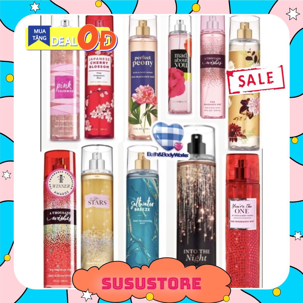(Susustore) Chọn mùi-10ml mini] Xịt thơm toàn thân lưu hương Bath and Body Works 10ml
