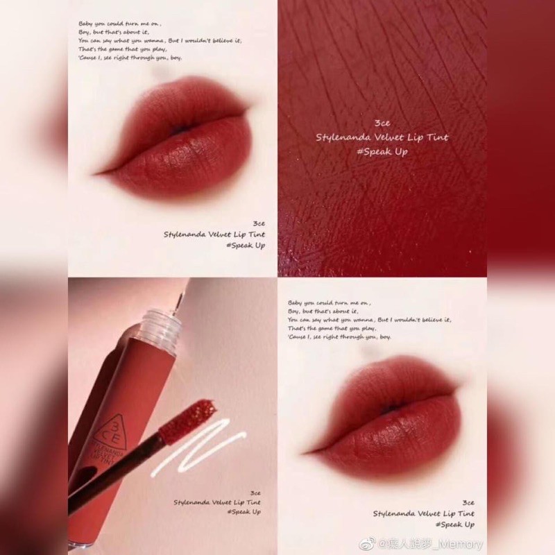 SON 3CE VELVET LIP TINT SPEAK UP – ĐỎ PHA NÂU ÁNH HỒNG
