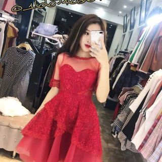 Váy ren đỏ tiểu thư
