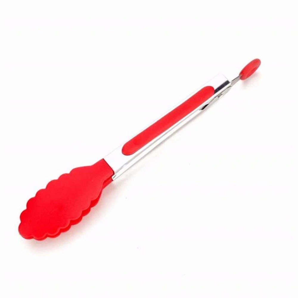 [huite]Stainless Steel Silicone Food Clip Kitchen Tongs Salad Clip Random Color