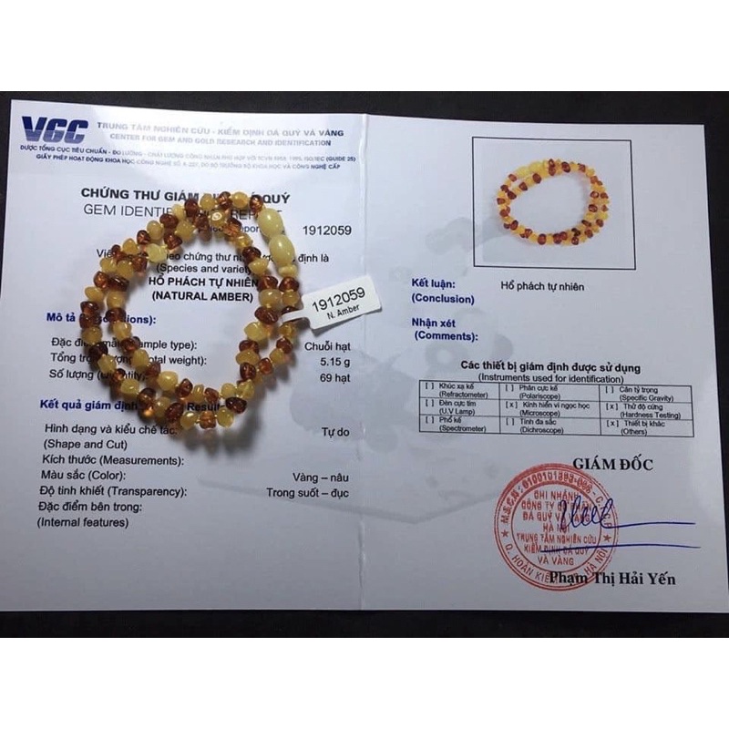 Vòng hổ phách cho bé